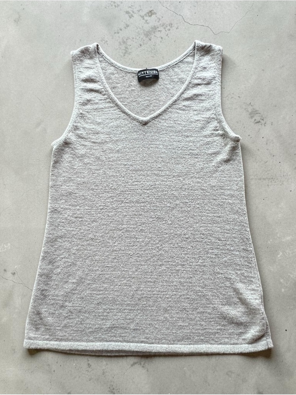 Kittenish Jessie James Decker Soft Grayish Taupe Knit Tank Top Minimalist Medium
